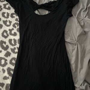 Elegant Black Dress with Lace Detail